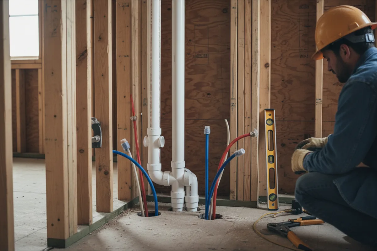 Drain and supply rough-in during Sump Pump Repair in Ventress